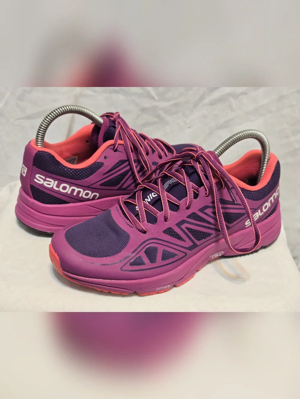 Salomon Sonic Aero Womens Cosmic Purple/pk Ortholite Running Shoes  US 7